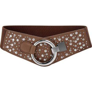 ❤️Butterfly Brown Wide Elastic  Stretch Retro Metal Interlock Buckle Belt